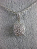 ESTATE .40CT DIAMOND 18KT WHITE GOLD CLASSIC PAVE CLUSTER OVAL FLOATING PENDANT