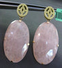 ESTATE LARGE .50CT TOPAZ & AVENTURINE 18KT YELLOW & ROSE GOLD HANGING EARRINGS
