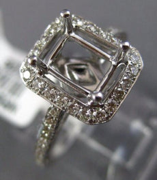 ESTATE WIDE .68CT DIAMOND 14K WHITE GOLD CLASSIC HALO SEMI MOUNT ENGAGEMENT RING