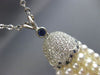 ESTATE LARGE .89CT DIAMOND AAA PEARL & SAPPHIRE 18KT WHITE GOLD TASSLE NECKLACE
