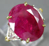 ANTIQUE LARGE 9.97CT DIAMOND & BURMESE RUBY 18KT GOLD & PLATINUM ENGAGEMENT RING