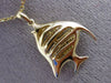 ESTATE .26CT DIAMOND 14KT YELLOW GOLD HANDCRAFTED 3D LUCKY FISH FLOATING PENDANT