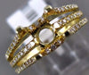 ESTATE WIDE .30CT DIAMOND 14KT YELLOW GOLD 3D 3 ROW SEMI MOUNT ENGAGEMENT RING