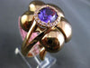 ESTATE EXTRA LARGE 2.20CT DIAMOND & AAA AMETHYST 14KT ROSE GOLD 3D FLOWER RING