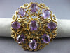 ANTIQUE VICTORIAN 14CT AAA AMETHYST 14KT YELLOW GOLD FLOWER PIN BROOCH #19164