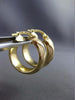ESTATE WIDE 14KT YELLOW GOLD 3D MATTE & SHINY CLASSIC HAMMER LOOK HOOP EARRINGS