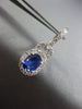 ESTATE 2.58CT DIAMOND & AAA SAPPHIRE 14KT WHITE GOLD OVAL HALO HANGING EARRINGS