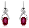 ESTATE 1.20CT DIAMOND & AAA RUBY 14KT WHITE GOLD LOVE KNOT TEAR HANGING EARRINGS
