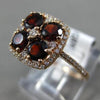 ESTATE 1.57CT DIAMOND & AAA GARNET 14K ROSE GOLD 3D SQUARE FLOWER OVAL HALO RING