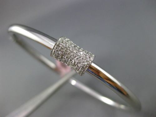 ESTATE .42CT DIAMOND 14K WHITE GOLD 3D SQUARE BOW DESIGN CLASSIC BANGLE BRACELET
