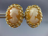 ANTIQUE 14K YELLOW GOLD 3D CLASSIC LADY CAMEO FILIGREE PUSH BACK EARRINGS #20155