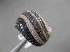 WIDE 2.11CT WHITE BLACK & CHOCOLATE FANCY DIAMOND 14KT ROSE GOLD DOME WAVE RING