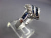 ESTATE 1.2CT DIAMOND & AAA SAPPHIRE 14K WHITE GOLD 3D SWIRL FLAME MULTI ROW RING