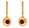 ESTATE .50CT DIAMOND & AAA RUBY 14KT YELLOW GOLD 3D CIRCULAR HANGING EARRINGS