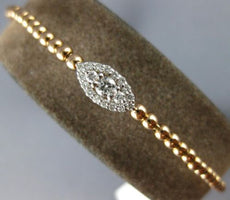 .28CT DIAMOND 18K WHITE & ROSE GOLD 3D MARQUISE CLUSTER FLEXIBLE BANGLE BRACELET