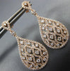 ESTATE 1.35CT DIAMOND 14KT ROSE GOLD 3D TEAR DROP OPEN FILIGREE HANGING EARRINGS