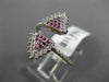ESTATE WIDE .36CT DIAMOND & AAA RUBY 14KT WHITE GOLD TRIANGLE PAVE FLEXIBLE RING