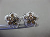 ESTATE 1.40CT WHITE & FANCY DIAMOND 14KT WHITE GOLD 3D FLOWER CLIP ON EARRINGS