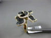 ESTATE LARGE 5.15CT WHITE & BLACK DIAMONDS 18KT YELLOW GOLD 3D FLOWER ROSE RING