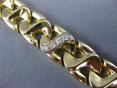 ANTIQUE WIDE .40CT DIAMOND 14KT WHITE & YELLOW GOLD SWIRL LINK BRACELET #18710