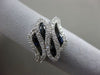 ESTATE WIDE .84CT DIAMOND & AAA SAPPHIRE 14KT WHITE GOLD MULTI LEAF ETOILE RING