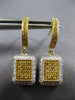 ESTATE .58CT WHITE & FANCY YELLOW DIAMOND 18KT YELLOW GOLD 3D SQUARE EARRINGS