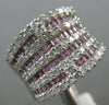 ESTATE LARGE 3.55CT DIAMOND & AAA PINK SAPPHIRE 14KT WHITE GOLD MULTI ROW RING