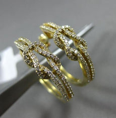 ESTATE .52CT DIAMOND 14KT YELLOW GOLD LOVE KNOT INFINITY HUGGIE HOOP EARRINGS