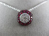 ESTATE LARGE 2.39CT DIAMOND & AAA RUBY 18KT WHITE GOLD FILIGREE FLOWER PENDANT