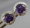 ESTATE 1.02CT DIAMOND & AAA AMETHYST 14KT WHITE GOLD ROUND HALO STUD EARRINGS