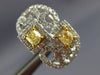 ESTATE WIDE 1.78CT WHITE & FANCY YELLOW DIAMOND 18K 2 TONE GOLD CLIP ON EARRINGS
