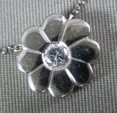 ESTATE .17CT DIAMOND 18KT WHITE GOLD 3D CLASSIC FLOWER SOLITAIRE PENDANT #23001