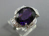 ESTATE LARGE 3.35CT DIAMOND & AMETHYST 18K WHITE GOLD 3D OVAL FLOWER RING #25402