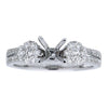 ESTATE .54CT DIAMOND 18KT WHITE GOLD 3D CLUSTER 2 ROW SEMI MOUNT ENGAGEMENT RING