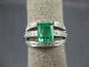 ESTATE LARGE 1.38CT DIAMOND & AAA EMERALD 18KT WHITE GOLD SQUARE ENGAGEMENT RING