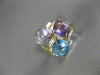 ESTATE LARGE 6.80CT DIAMOND & AAA MULTI GEM 14KT YELLOW GOLD THREE ROW FUN RING
