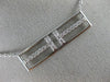 ESTATE LARGE .38CT DIAMOND 18KT WHITE GOLD 3D RECTANGULAR DOUBLE T LOVE NECKLACE