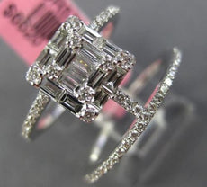 ESTATE WIDE .69CT ROUND & BAGUETTE DIAMOND 18K WHITE GOLD SQUARE DOUBLE ROW RING