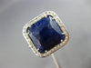 ESTATE LARGE 5.52CT DIAMOND & AAA SODALITE 14KT WHITE GOLD 3D OPEN FILIGREE RING