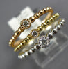 ESTATE WIDE .11CT ROUND CUT DIAMOND 18K TRI COLOR GOLD BEADED STACKABLE FUN RING