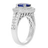 ESTATE EGL 3.37CT DIAMOND & AAA SAPPHIRE 18KT WHITE GOLD 3D HALO ENGAGEMENT RING