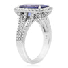 ESTATE LARGE 4.39CT DIAMOND & AAA TANZANITE 14KT WHITE GOLD HALO ENGAGEMENT RING