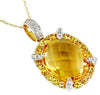 8.36CT DIAMOND & AAA CITRINE 14KT YELLOW GOLD 3D OVAL HALO FUN PENDANT