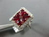 ANTIQUE WIDE 2.84CT DIAMOND & AAA RUBY 18KT WHT & ROSE GOLD FILIGREE FLOWER RING