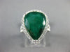 ESTATE EXTRA LARGE 6.27CT DIAMOND & AAA EMERALD 18KT WHITE GOLD ENGAGEMENT RING