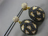 ESTATE LARGE 2.32CT WHITE & BLACK DIAMOND 18K YELLOW & BLACK GOLD OVAL EARRINGS