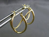 ESTATE 14KT YELLOW GOLD 3D CLASSIC ELONGATED CIRCULAR RING SHINY HOOP EARRINGS