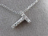ESTATE .09CT DIAMOND 14KT WHITE GOLD 3D " T " INITIAL FLOATING PENDANT #18865