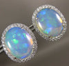 LARGE 7.82CT DIAMOND & AAA OPAL 14KT YELLOW GOLD CLASSIC OVAL HALO STUD EARRINGS