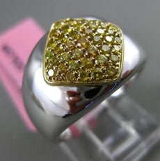 ESTATE WIDE .55CT INTENSE YELLOW DIAMOND 18K WHITE & YELLOW GOLD 3D CLASSIC RING